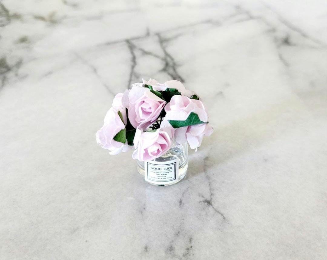 Miniature Dollhouse Plant Pink Flowers Roses