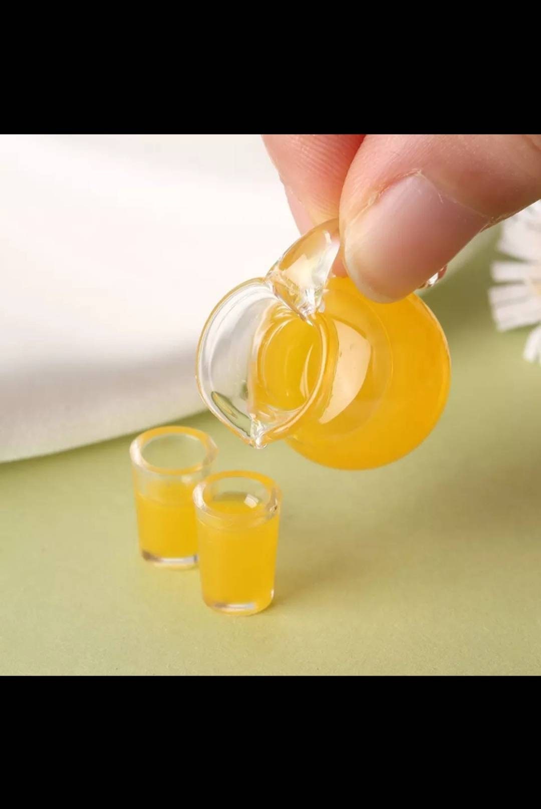Miniature Milk and Orange Juice Pitcher and Cups Set