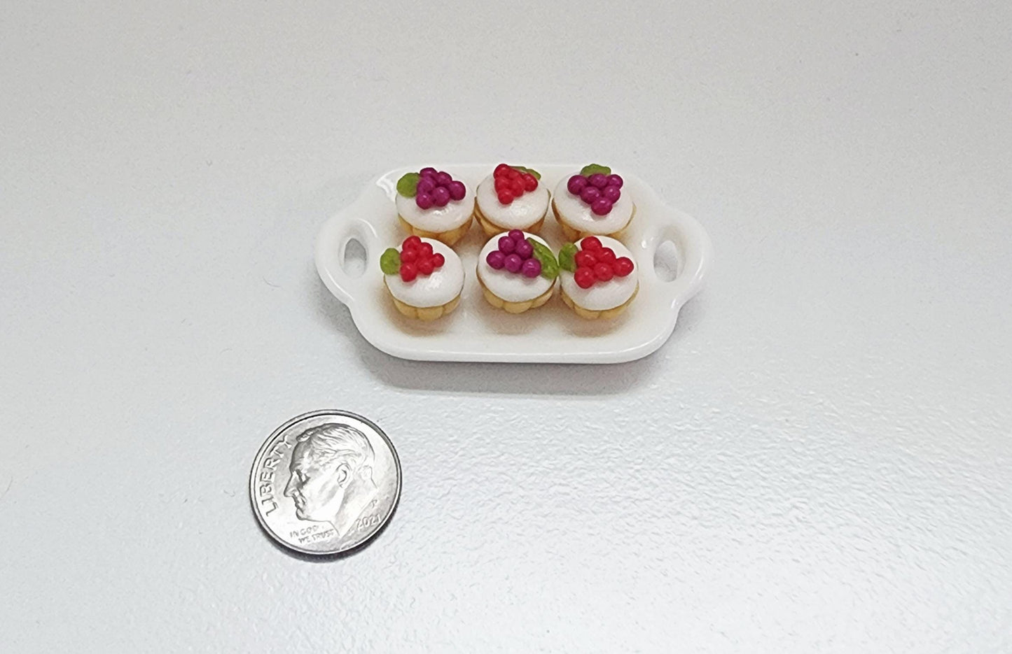 Miniature Dollhouse Fruit Design Cupcakes on Tray