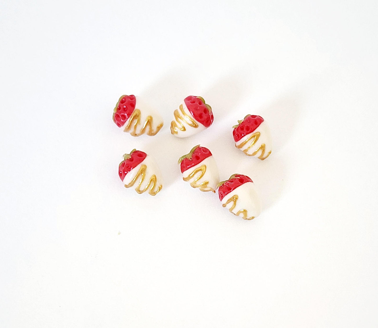 6pc Miniature Dollhouse White Chocolate Covered Strawberries