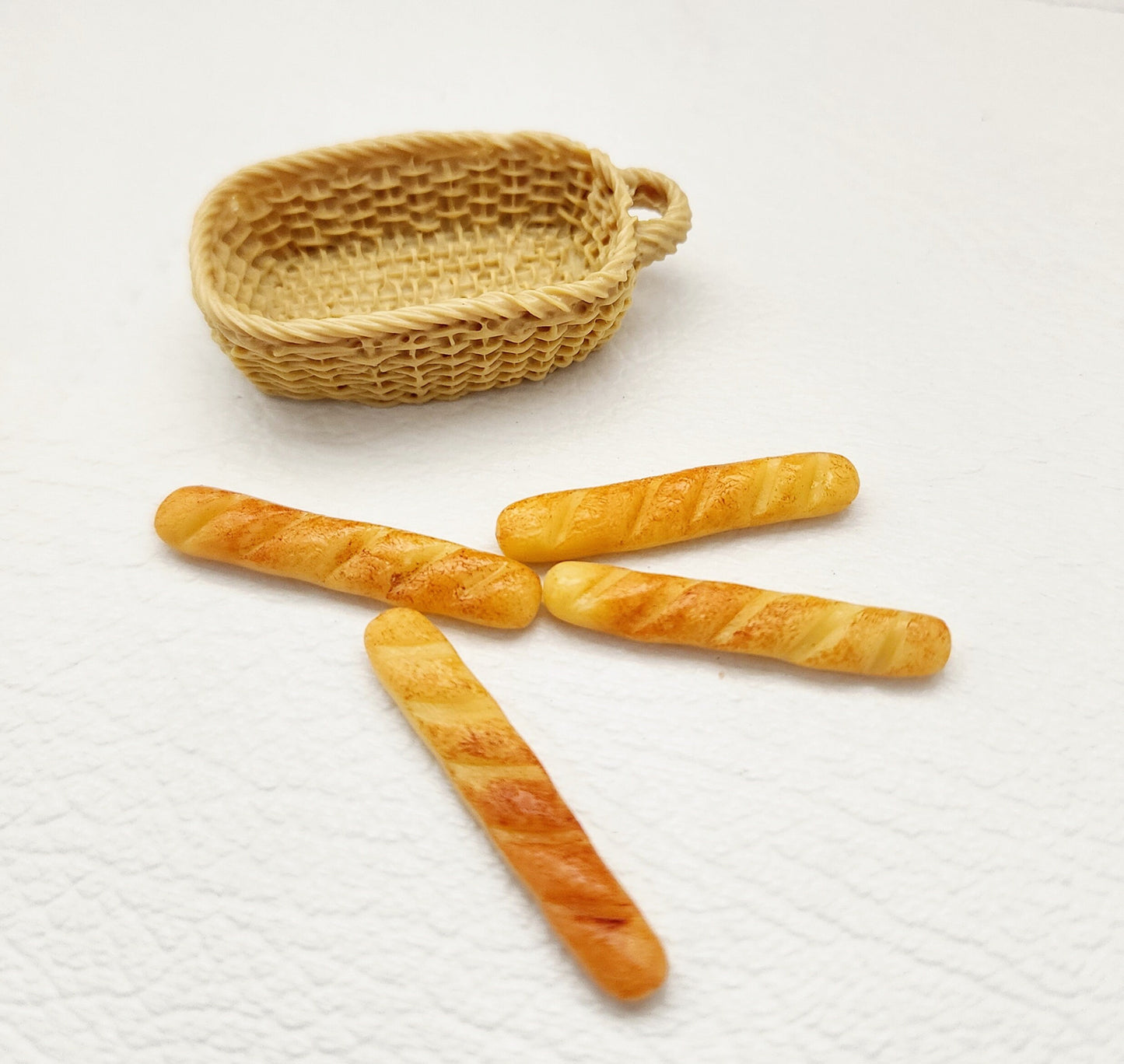 Miniature Dollhouse Breadsticks in Basket