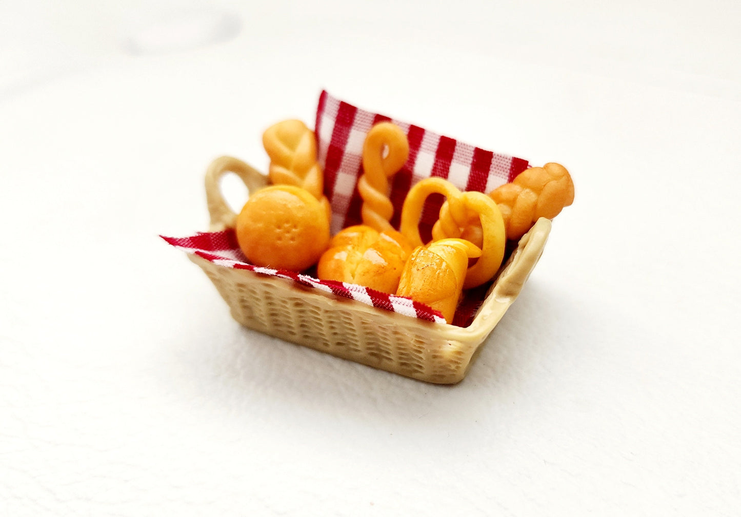Miniature Dollhouse Food Resin Basket of Bread