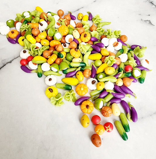 10pc Miniature Dollhouse Vegetables Fresh Produce Food Cucumbers Onions Lettuce Tomatoes Potatoes 1:12 Scale
