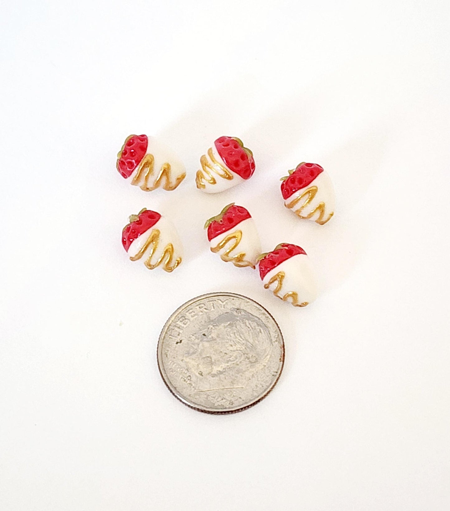 6pc Miniature Dollhouse White Chocolate Covered Strawberries