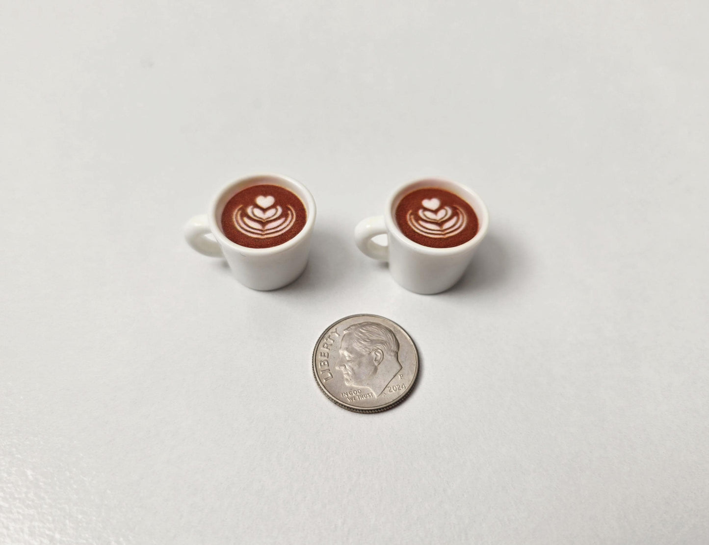 Miniature Dollhouse Heart Design Cream Coffee Set