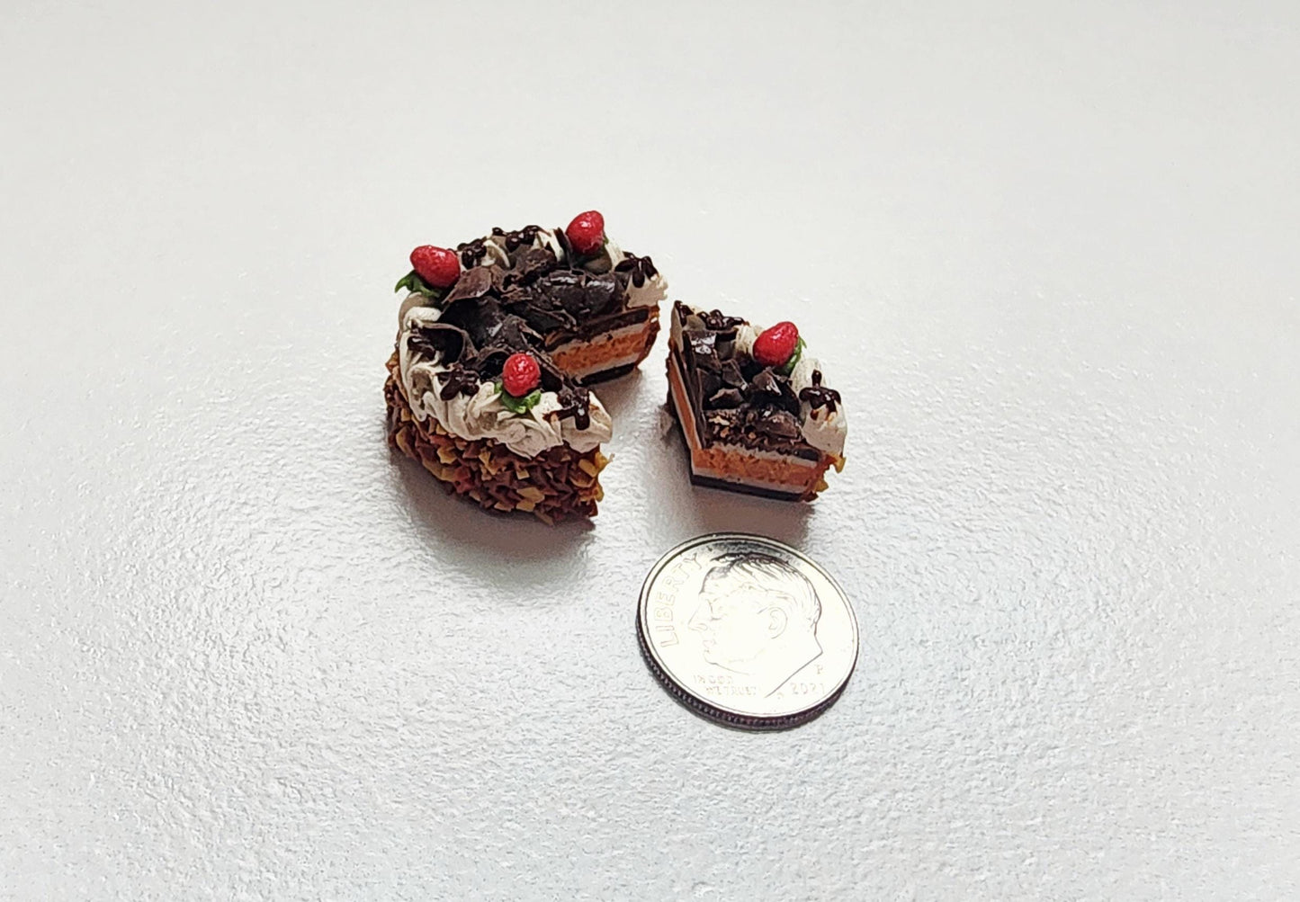 Miniature Dollhouse Strawberry Topped Chocolate Cake