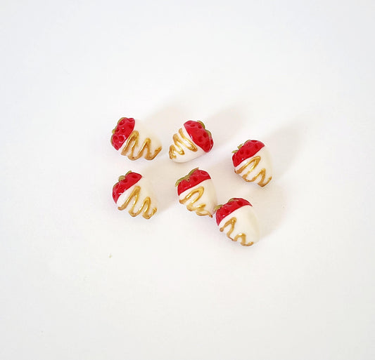 6pc Miniature Dollhouse White Chocolate Covered Strawberries