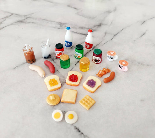 8pc Breakfast Food and Drink Miniature Lot